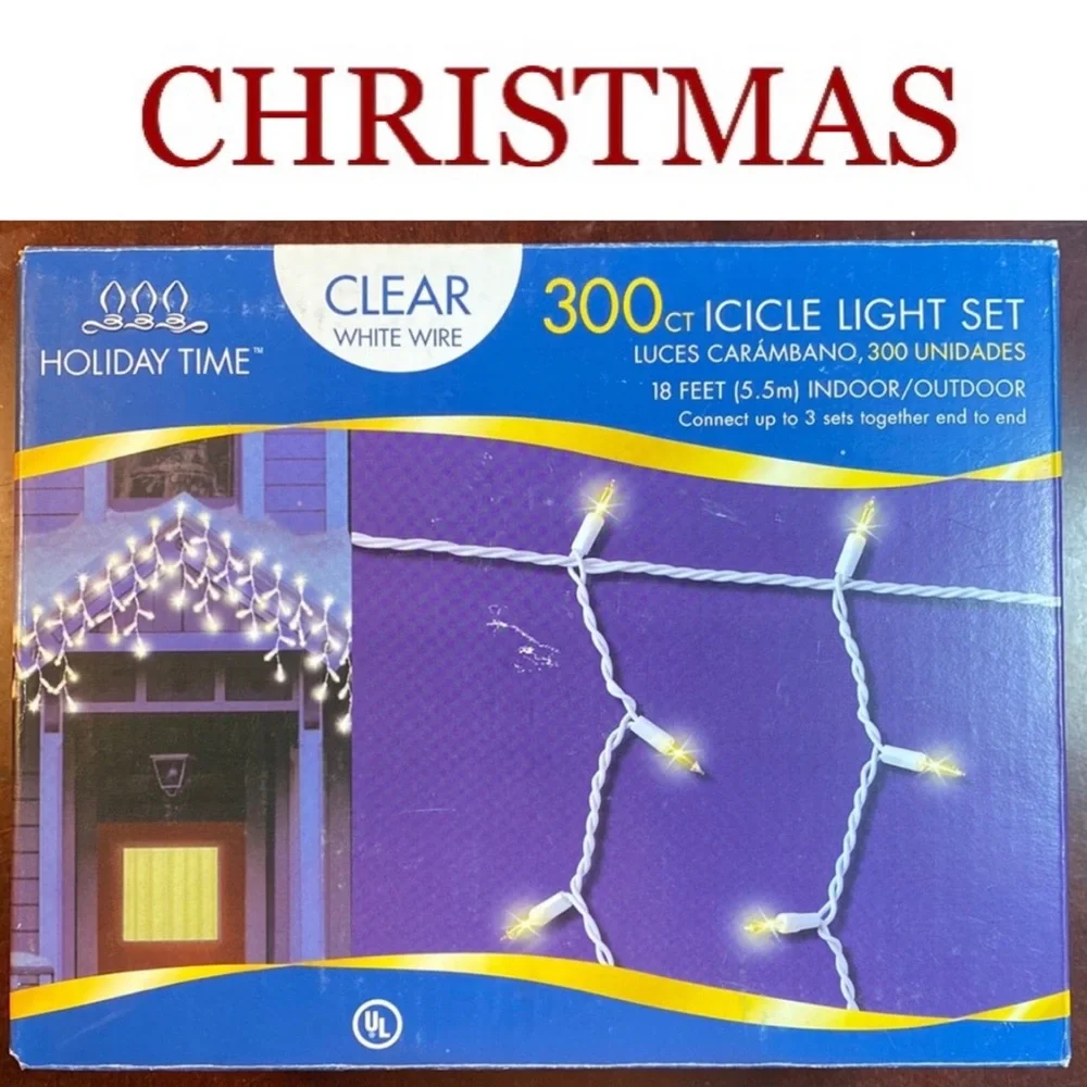 Holiday Time 300 Count 19’ Clear Icicle Light Set